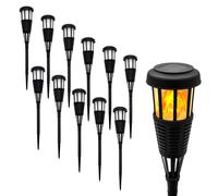1.01 LED Torche solaire de jardin en rotin - 12 pièces - Lampe solaire avec effet de flamme (12 pièces)