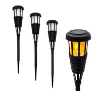 1.01 LED Torche solaire de jardin en rotin - 4 pièces - Lampe solaire avec effet de flamme (4 pièces)