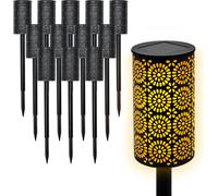 1.01 LED Torche solaire en noir - 12 pièces / env. 49 cm - Lampe de jardin avec 12 LED et effet de flamme (12 pièces / 1 carton)