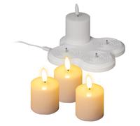 1.02 Bougies LED set de 4 avec câble USB-C et station de recharge - chaque bougie env. 5 x 5 cm - rechargeable (petite)