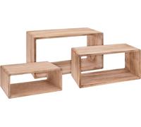 1.02 Etagère murale rectangulaire set de 3 en bois - 45 / 40 / 35 cm