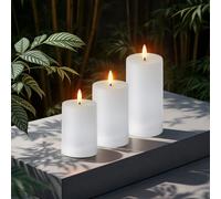 1.03 Bougies LED solaires blanches - Set de 3 - env. 10 / 12,5 / 15 cm - Bougie d'extérieur scintillante (Set de 3)