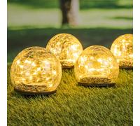 1.03 LED Lampes sphériques solaires - set de 4 / en verre craquelé