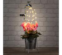 1.03 LED Solar Garten Deko Poule d'eau avec 30 LED en blanc chaud - sur support avec pot - env. 17,5 x 60 cm
