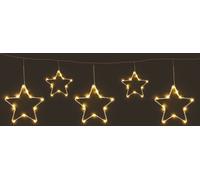 1.03 Rideau LED avec 5 étoiles - 120 x 30 cm - minuterie / batterie / blanc chaud