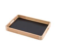 1.04 Plateau en bois carré avec fond noir en métal - env. 34 x 23 cm - magnétique