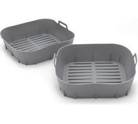 1.04 Silicone Airfryer Panier 20,5 x 20,5 cm - 2 pièces en gris - Moule en silicone pour friteuse à air chaud