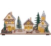 1.05 Bois Scène de Noël Village illuminé - env. 34 x 13 x 16 cm - Village / ville de Noël