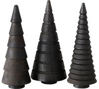 1.05 Deko Présentoir Arbres en bois de pin noir - Set de 3 - Sapins 15 cm