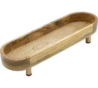 1.05 Longue coupe en bois de manguier sur pieds - env. 40 x 13 cm - Plateau ovale pour bougies