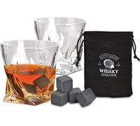 1.05 Whisky set avec 2 verres, 4 glaçons en basalte et sac en velours