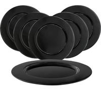 1.06 Assiette décorative en aluminium env. Ø 33 cm - Set de 6 - Assiette à bougies en aluminium en noir (6 pièces)