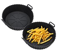 1.06 Silicone Airfryer Panier Ø 20 cm - 2 pièces en gris - Friteuse à air chaud Moule en silicone rond