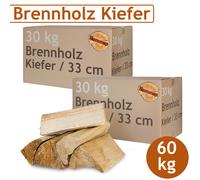 (1,07€/1kg) Bois de pin Bois de chauffage 60 kg Pour Poêle et Cheminée 33 cm Fla