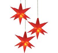 1.07 Set de 3 étoiles LED 3D avec 2 LED et minuterie - couleur : rouge (3 pièces)