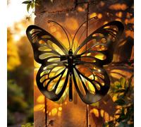 1.08 Métal Papillon solaire en noir - env. 34,5 x 25 cm - Applique décorative avec 31 LED