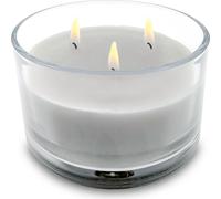 1.09 Bougie 3 mèches en verre - env. 13 x 8 cm - non parfumée - Couleur : gris