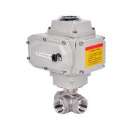 1-1/2" Motorized Three Way Ball Valve Stainless Steel Q941/45F-16P T/L Type Female Thread Electric Ball Valve DC24V AC220V(24VDC_L TYPE)
