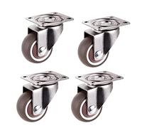 1 1.25 1.5 2 InchLow Profile Casters Wheels Soft Swivel Caster with 360 Degree Top Plate Brake 8 Types 4 Pcs Casters(Universal Wheel,1.25 inch)