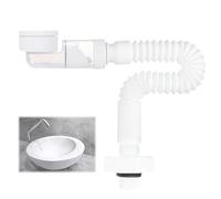 1 1/4" Siphon d'économie d'espace - Siphon réglable à 360 ° - Tuyau d'évacuation flexible avec siphon anti-odeurs pour évier de cuisine, machine à laver, salle de bain