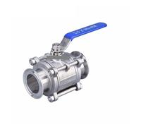 1-1/4" SS304 Stainless Steel Ball Valve 3 Three Piece Tri Clamp 50.5mm Ferrule Type Ball Valve YZWRWRMKTB