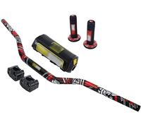 1 1/8" 28 mm Guidon Moto + Poignee + Rehausse Pontet 28 mm + Mousse Guidon pour CR CRF KX KXF RMZ Dirt Bike Pit Bike Noir