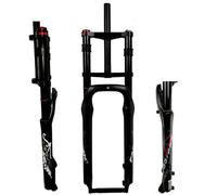 1-1/8 VTT Suspension Fat Fourche Double Couronne De Plage 26 Pouces Air Pression Fourches Amortisseur Avant Vélo Électrique Bike 135 * 9 QR Travel 140mm (Color : Black Matte, Size : 26inch)