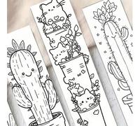 1/10/20/30 pièces Marque-pages décoratifs à motif de cactus, marqueurs de page DIY pour les amateurs de livres - Cadeau parfait pour la Journée des lecteurs/Halloween et la rentrée scolaire. Choix de 