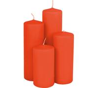 1.10 bougies en cire véritable en set de 4 de différentes hauteurs - Couleur : rouge