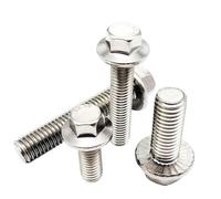 1/10 pièces M5 M6 M8 M10 M12 A2-70 304 tête hexagonale en acier inoxydable avec vis à capuchon à bride dentelée boulon de rondelle hexagonale(16mm,10pcs M8)