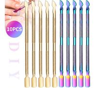 1-10 pièces Repoussoir et coupe-cuticules, nettoyant de cuticules à double embout en acier inoxydable Creatiee, retrait de vernis gel, outils de manucure et pédicure pour ongles des mains et des pieds