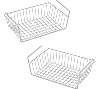 1.10 Sous-étagère Panier de rangement en métal en set de 2 - chacun environ 40 x 26 x 11 cm - panier à accrocher en blanc (2 pièces)