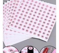 1-100 Autocollants numérotés, étiquettes autocollantes numérotées roses continues, faciles à étiqueter les bouteilles de vernis à ongles, les cartes d'affichage de couleur d'art des ongles, les autoco