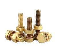 1-10set laiton boulon Hexagonal extérieur vis écrou rondelle plate rondelle élastique combinaison vis à métaux cuivre DIN933 M3 M4 M5 M6 M8 M10 M12(20mm,M5 (5Set))