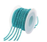 1/10Yard Rhinestone Chain Glitter Crystal Sew On Glue On Rhinestones for Clothes DIY Garment Accessories Trim Cup(Aquamarine,10 YARDS_SS6 2MM)