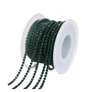 1/10Yard Rhinestone Chain Glitter Crystal Sew On Glue On Rhinestones for Clothes DIY Garment Accessories Trim Cup(Emerald,1 YARD_SS6 2MM)