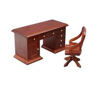 1/12 Antique Bois Étude Interrupteur & Chaise Ensemble Bibliothèque Miniature Présentoir pour Poupée Maison Collectors Maisons de Poupée en Bois Ensemble de Bureau