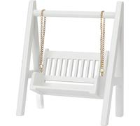 1/12 Balançoire de maison de poupées avec chaîne en or, balançoire en bois miniature blanche, outil de décoration exquis de la mini-maison de poupées
