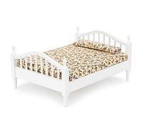 1/12 Dollhouse Bed Miniature Dollhouse Accessory Wooden Mini Model Set for Doll Lovers Kids Adults DIY Kit Stress Relief Imagination Ignition