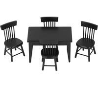1:12 Dollhouse Ensemble de chaises de table en bois noir accessoires de meubles miniatures pour la scène de la salle à manger