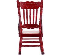 1:12 Dollhouse meubles miniatures en bois chaise à bascule pour maison de poupées -décoration-jouets (rouge)