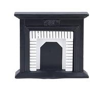 1:12 Dollhouse Miniature Fireplace, Retro Black and White Birch Wood Fireplace, Vintage Style Dollhouse Furniture for 1:12 Scale Dollhouse Decoration, Classic Wooden Fireplace