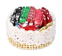 1: 12 Dollhouse Miniature Kit de Couture High Simulation Panier de Couture Miniature avec Ciseaux Fabrics Doll House Decoration