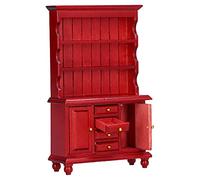 1:12 Dollhouse Wooden Bookcase Cupboard Cabinet Mini Furniture Toy (Redwood Color)