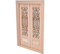 1:12 échelle Dollhouse Meubles DIY Mini porte double en bois non peint Accessoires Décoration Double Door
