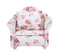 1/12 Échelle Fauteuil, Modèle de Mobilier Miniature en Tissu, Maison de Poupée Canapé Miniature, Mini Meuble Tissu, DIY Mini Maison Artisanat Accessoires (Petites Fleurs Roses)