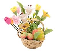 1:12 Échelle Miniature Fleur Panier De Fruits Maison de Poupée Modélisme Simulation Mini Paniers Artisanaux Paysage Art Décoration Ornement pour Enfants Éducatifs Pretend Play Toys Cadeau