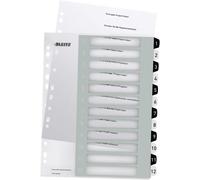 1-12 Index Dividers,Printable On Pc,A4,Extra-Wide,Ultra-Resistant Plastic,White/Black,Wow,12160000