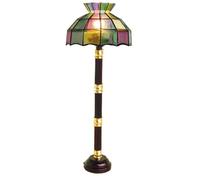 1:12 Lampadaire Miniature pour Maison de Poupée avec Abat-Jour en Vitrail | Lumière LED Chaude, Alimentée par Batterie, Pré-assemblée, Poteau en Alliage, Base Antidérapante, Compatible avec Maison de