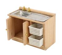 1:12 Maison de poupée Miniature, Ensemble de Jeu de Cuisine, évier de Cuisine en Bois, Ensemble d'armoires, Accessoires de Ferme de poupée, kit de Meubles de décoration avec